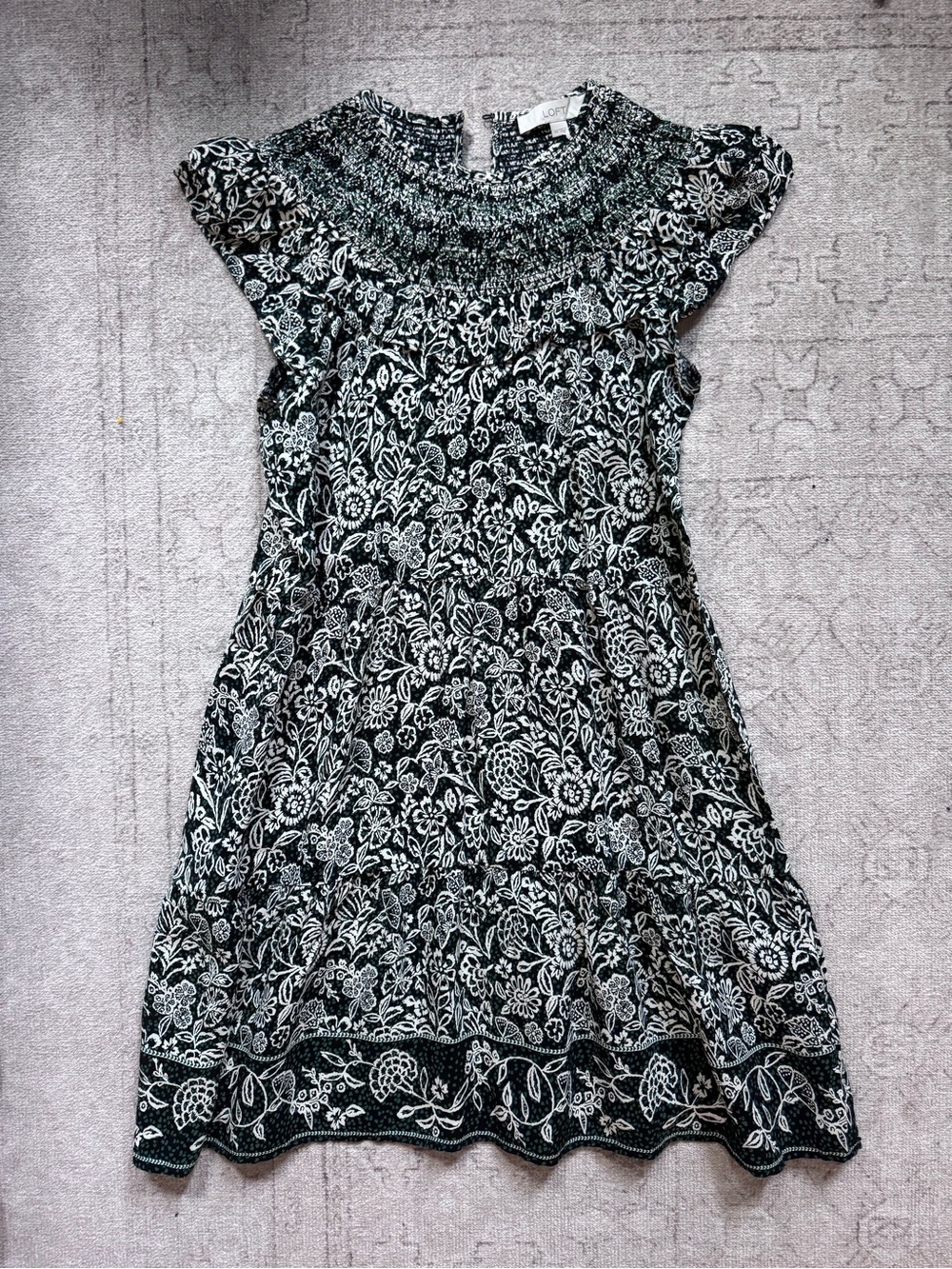 LOFT Garden Ruffle Tiered Swing Dress- XS
